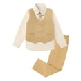 thumbnail image 2 of Boys Suit Formal Dress Clothes Big Boy Wedding Outfit Vest+Pants+Dress Shirt+Chain+Adjustable Tie 6-10Y, 2 of 7