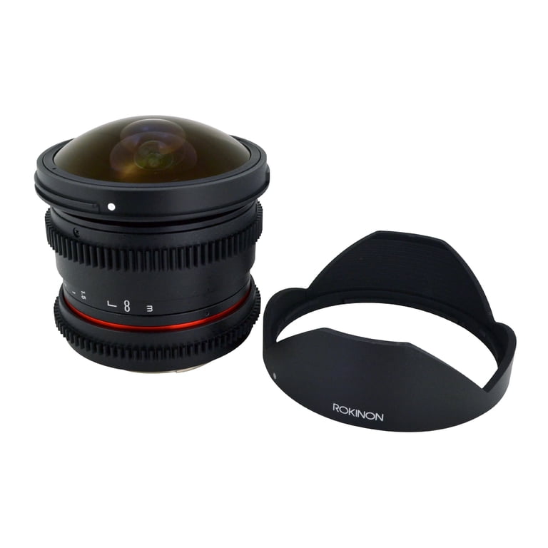 ROKINON 8mm T3.8 Cine HD Fisheye Lens w/Removable Hood [Multiple
