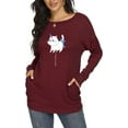thumbnail image 2 of JuneFish Womens Casual T Shirts Long Sleeve Blouses Tunic Tops with Pockets (Cute Cat), 2 of 5