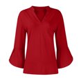 thumbnail image 6 of Perfectbot Women Blouses Summer Solid Color Casual 3/4 Sleeve V-Neck Cute Outfit Shirts Size S-XXL, 6 of 6