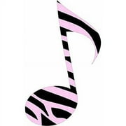 3in x 5in Pink Zebra Print Eighth Note Sticker