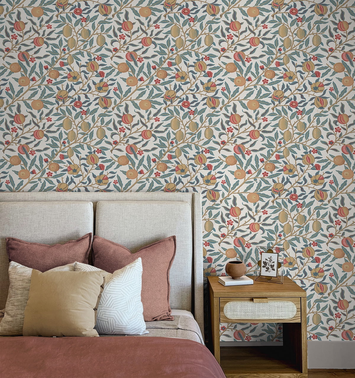 NextWall  Pomegranate Peel and Stick Wallpaper 20.9 in. W x 18 ft. L - Moonstone Blue & Light Ochre