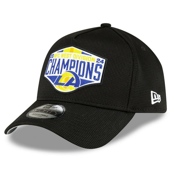 Men's New Era Black Los Angeles Rams 2024 NFC West Division Champions Locker Room 9FORTY A-Frame Adjustable Hat