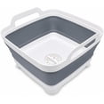 thumbnail image 2 of UYGDUY-2.4 Gal(9L) Collapsible Dish Basin with Drain Plug, Space Saving Outdoor Multiuse Foldable Sink Tub, Dishpan, Kitchen Storage Tray for Camping, Vegetable Washing, RV (Gray), 2 of 4