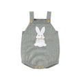 thumbnail image 1 of Jkerther Baby Girl Boy Easter Knitted Romper Sleeveless Cute Cartoon Rabbit Print  Overalls, 1 of 6