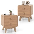 thumbnail image 1 of Costway 2 PCS Modern Style 2-Drawer Nightstand Bedside Table with Solid Rubber Wood Legs Brown, 1 of 8