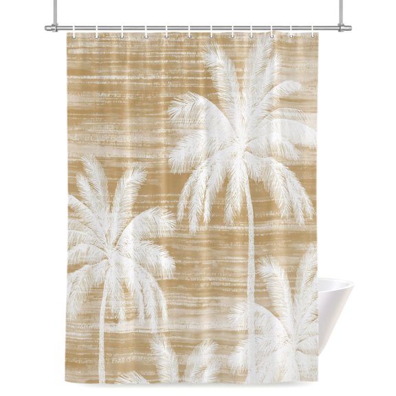 Shower Curtains for Bathroom-36"x72",Tropical Palm Trees White Silhouette Waterproof Bath Curtain Grommet Shower Curtain Set with Hooks