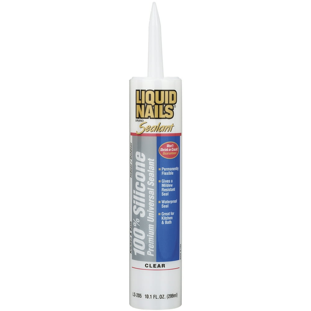 Liquid Nails Silicone Premium Universal Sealant (LS205), Clear, 10.1