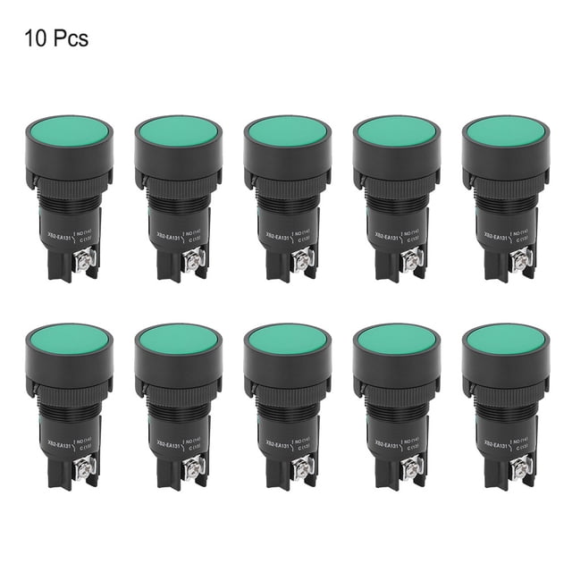 Interrupteur en Plastique Interrupteur à Bouton Poussoir Interrupteur Réinitialisation Fournitures Industrielles 10PCs Plastique XB2 Tête Plate Réinitialisation Interrupteur à Bouton 22mm pour la Commutation CircuitGreen EA131