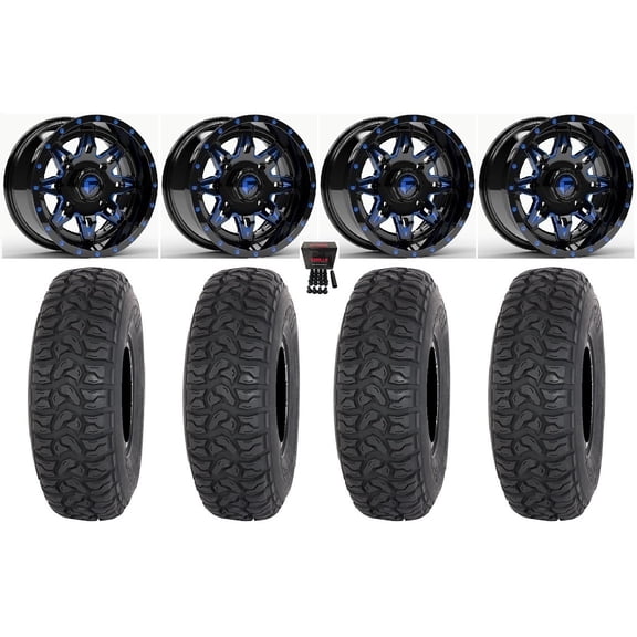 Fuel Lethal 15" Wheels Blue 33" Chicane LT Tires Polaris RZR XP 1000 / PRO XP / Ranger XP 900/1000
