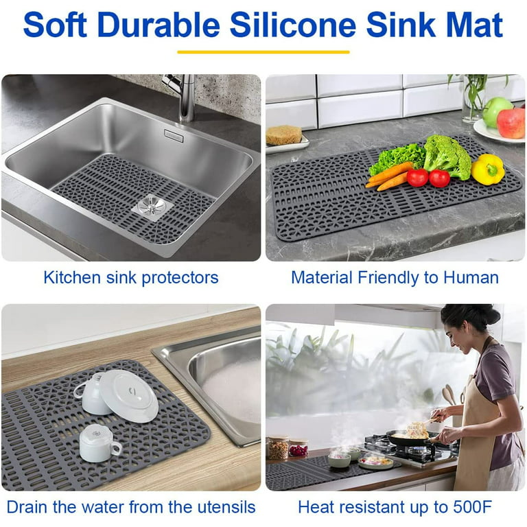 Pebble Sink Mat for Stainless Steel/Ceramic Sinks, PVC Eco-Friendly Sink  Protectors for Bottom of Kitchen Sink, Dishes and Glassware, Fast Draining,  15.7 x 11.8 inch 
