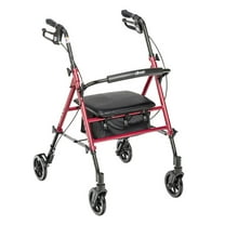 Drive Medical Adjustable Height Aluminum Frame Rollator w/ 6" Casters, Red