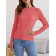 thumbnail image 3 of Women's Long Sleeve Crewneck Tops 2024 Spring Fall Clothes Ribbed Knit Sweater Slim Fitted Casual Basic Tee Shirts, 3 of 4