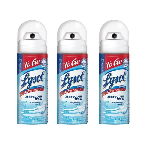 Lysol Disinfectant Spray To Go, Crisp Linen, 1.5 Ounce (Pack of 3)