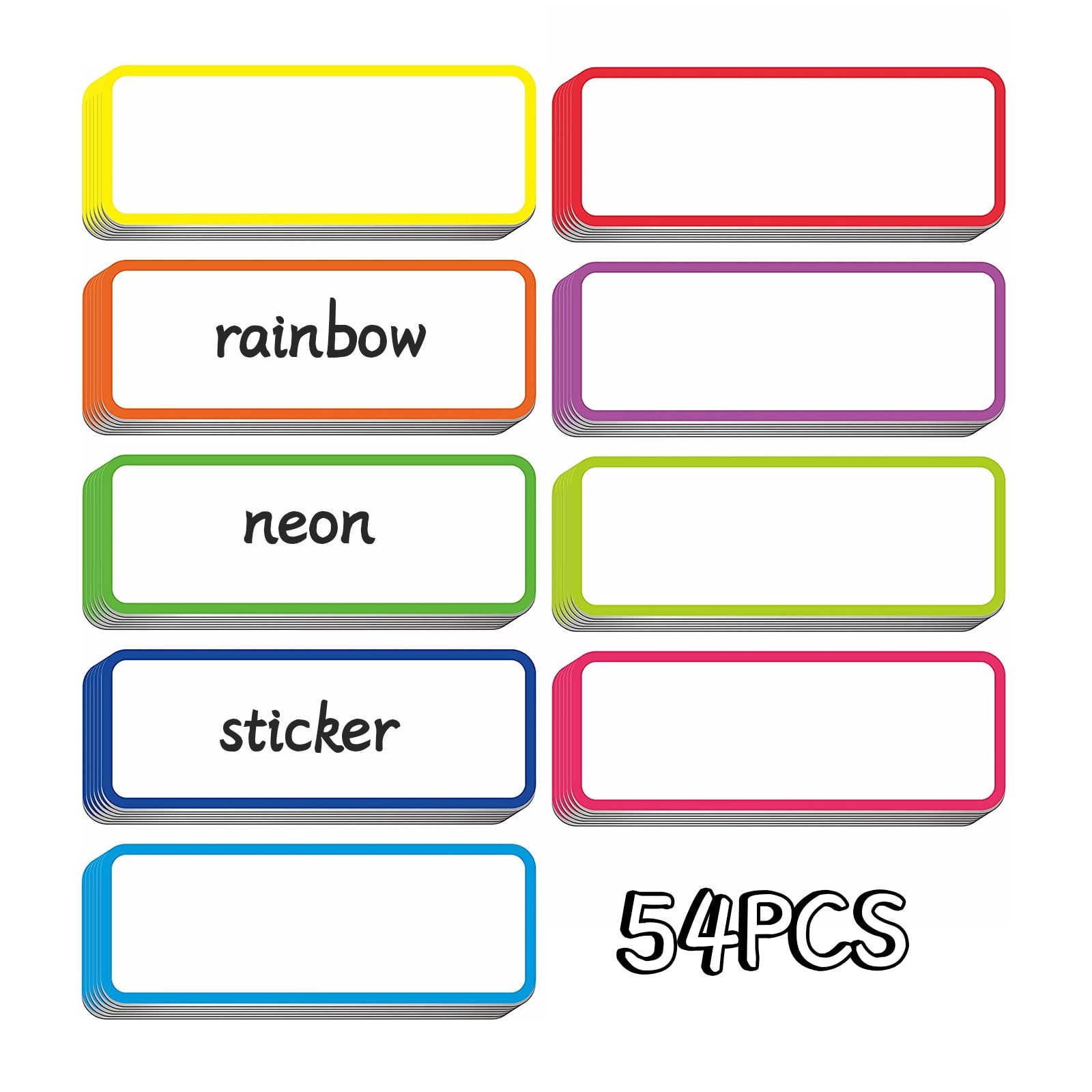 54 Pieces Dry Erase Labels 9 Colors Reusable Name Plate Tags