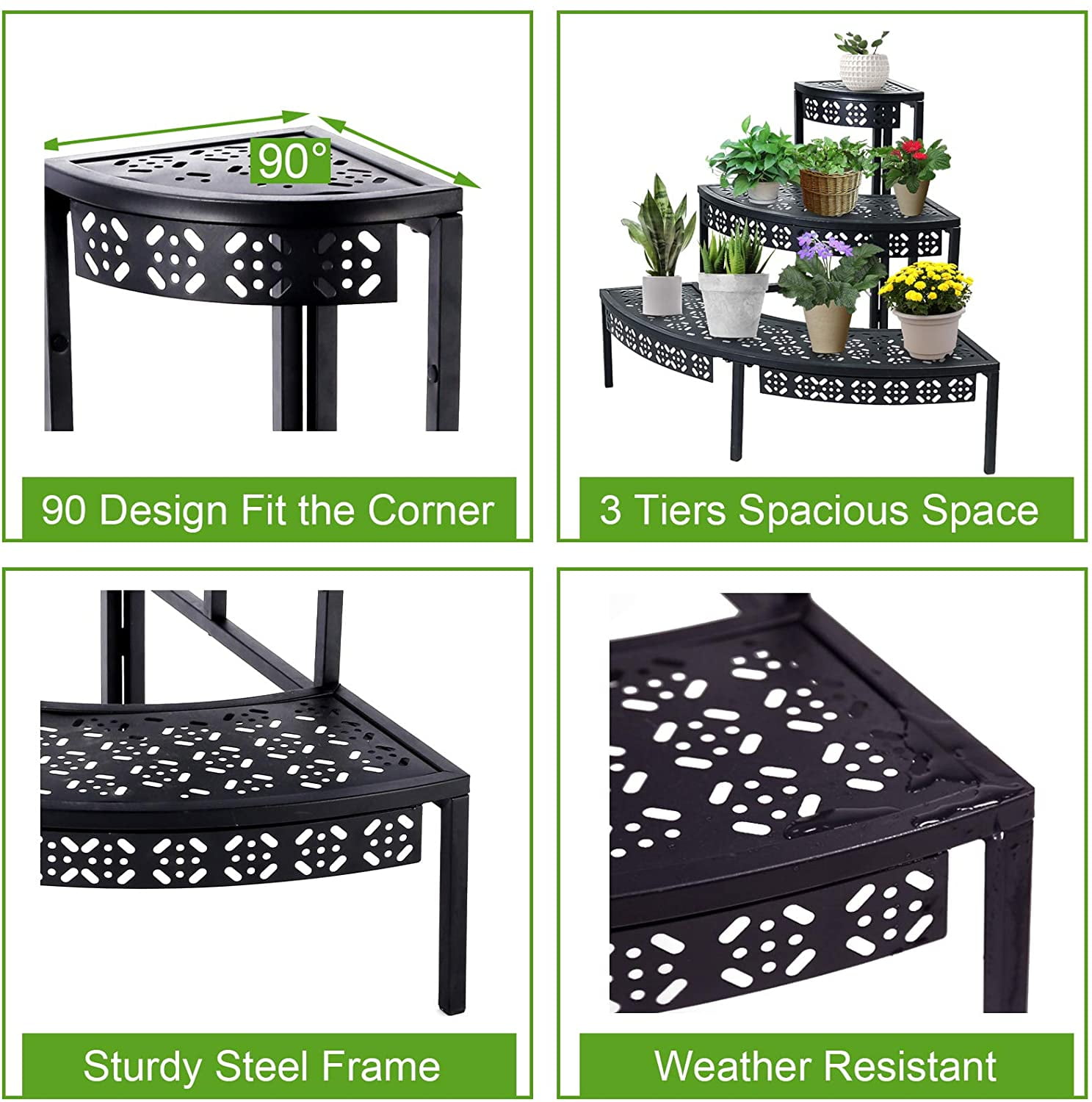 Buy 3 Tier Plant Stand SemiCircular Flower Pot Organizer Rack Quarter Round Plant Display