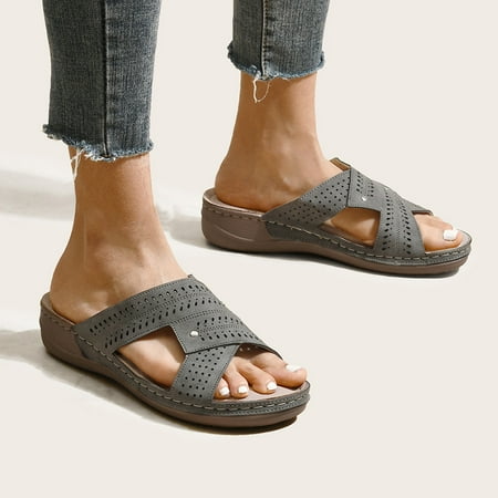 

FZM Women shoes Summer Womens Casual Shoes Breathable Thick Soled Wedges Leisure Sandals