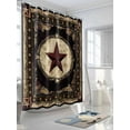 thumbnail image 3 of Farmhouse Star Western Shower Curtain, Brown Rustic Bathroom Decor Curtains Set with Hooks, Waterproof Fabric Home Accessories， 72 X 72 Inch Long, 3 of 6