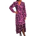 thumbnail image 3 of Apvirdy Vestido largo de manga larga con cuello en V y estampado de leopardo para mujer, talla grande, vestido de fiesta de boda con cinturón, 3 of 5