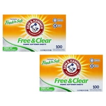 Arm & Hammer Fabric Softener Dryer Sheets, Free of Perfumes & Dyes , Fresh'n Soft , 100 Count - 2 Pack