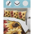 thumbnail image 4 of Summer Sunflowers Twin Size Down Alternative Comforter, Lightweight Comforter Quilt Bedding Set with Pillow Shams Red Yellow Floral Leaf Wood Grain All Seasons Bed Comforter Duvet Insert 68"x86", 4 of 7