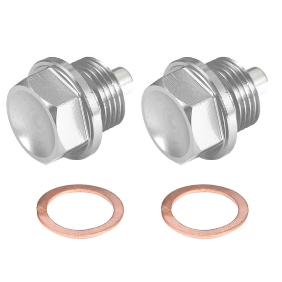 Unique Bargains 2 Set M18x1.5 Oil Drain Plug Magnetic Aluminum Alloy with 2 Washer for Car Motorcycle Silver Tone