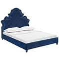 thumbnail image 2 of Modway Valentina Queen Tufted Nailhead Performance Velvet Platform Bed in Navy, 2 of 5