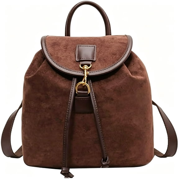 AOMRCOL Mini Suede Backpack Purse for Women,Small Cute Backpack for Women for Travel Shopping(Coffee)