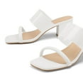 thumbnail image 5 of Pennysue Women's Block Heel Square Toe Mules White Two Straps Backless Sandals 10M, 5 of 5