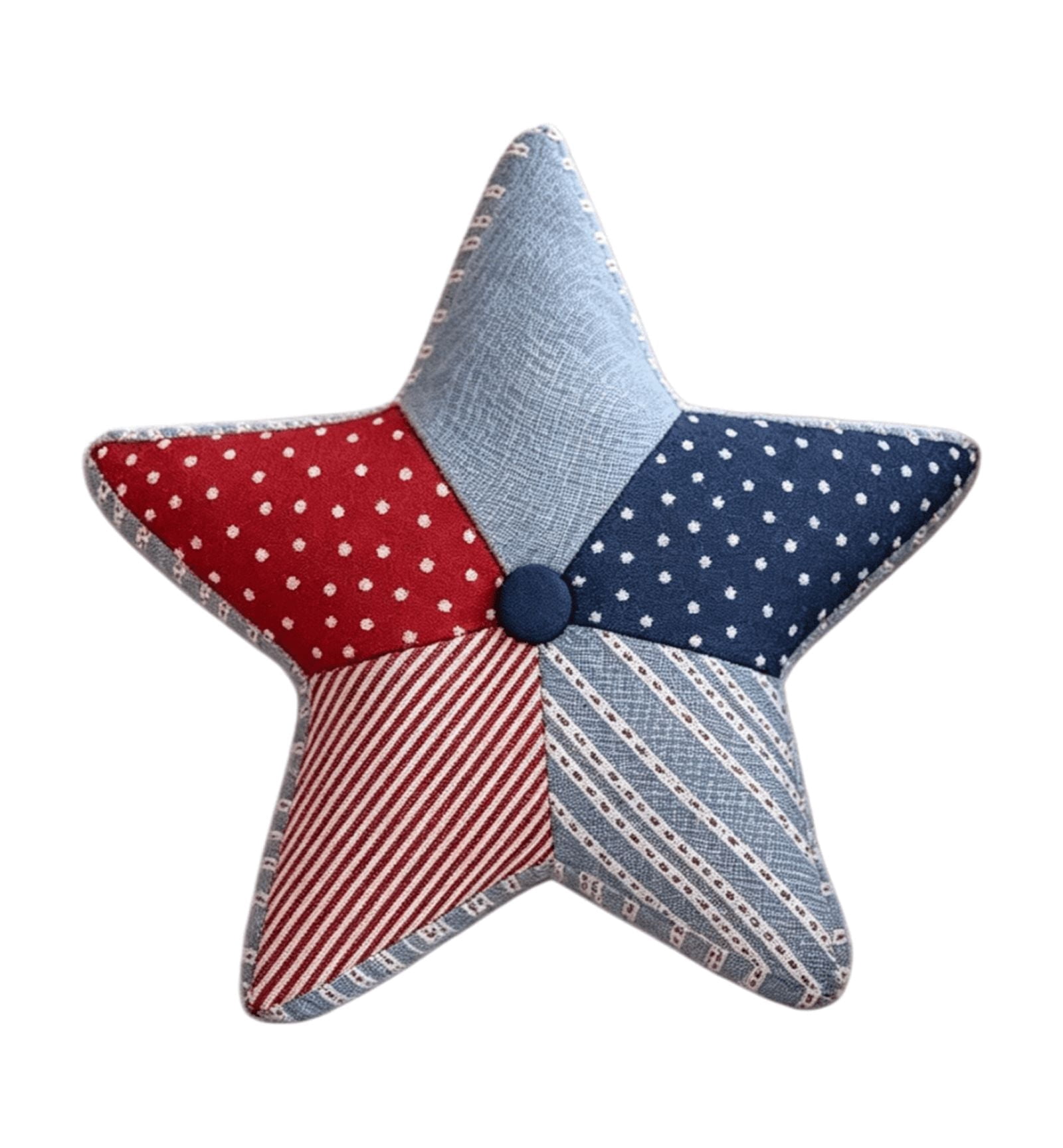 XIA0LE Patriotic 4th Of July Star Shaped Throw Pillow, Red White Blue Polka Dot Striped Print Farmhouse Decor, Independence Day Decorative Pillow For Sofa Couch Living Room Home Decoration