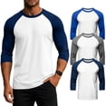 thumbnail image 2 of LNZGNM 3 Pack Men's 3/4 Sleeve Shirts Crew Neck Baseball T Shirts Moisture Wicking Athletic Tops,Navy(L), 2 of 9