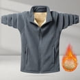 thumbnail image 2 of Levmjia Men's Heavyweight Polar Fleece Jacket Solid Color Zip Up Stand Collar Long Sleeve Coat Plush Lined Warm Outerwear Plus Size M-5XL, 2 of 8