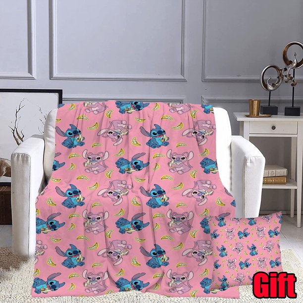 Disney Lilo & Stitch Blankets With Pillow Cover Cozy Plush Blankets For Kids Adults