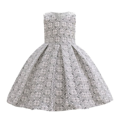 

toraway Summer Dresses for Girls 8-10 Girls Dress Skirt Flower Prints Birthday Princess Girl Wedding Dress for Clothes 18-24 Months