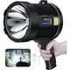 thumbnail image 1 of Foco de luz LED recargable, 100.000 lúmenes, linterna grande de mano, superbrillante, solar, para exteriores, con lámpara COB, 6 modos, resistente al agua IPX5 (negro), 1 of 5