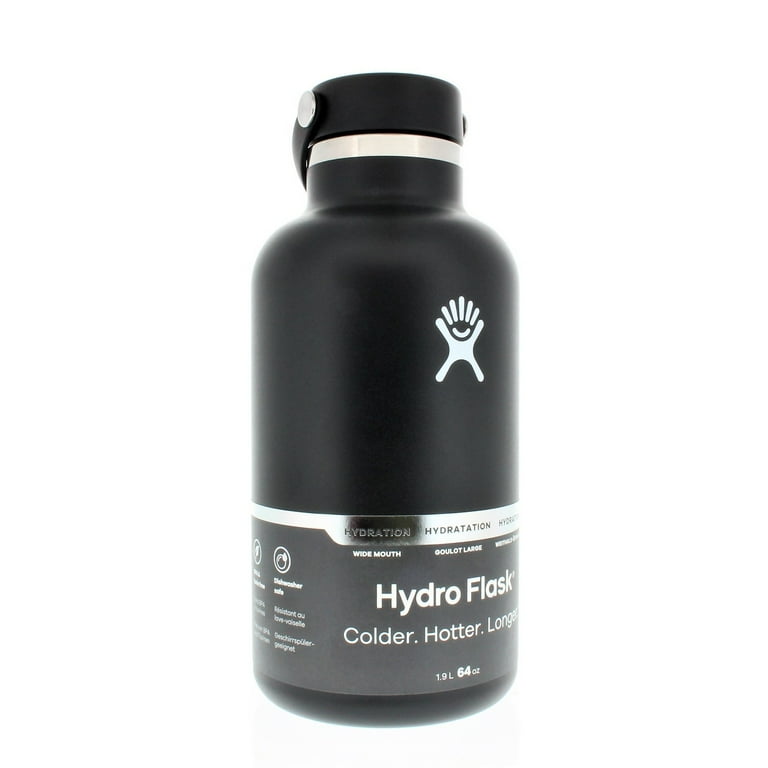 Hydro Flask Wide Mouth Water Bottle with Flex Cap Black 64oz/1.9