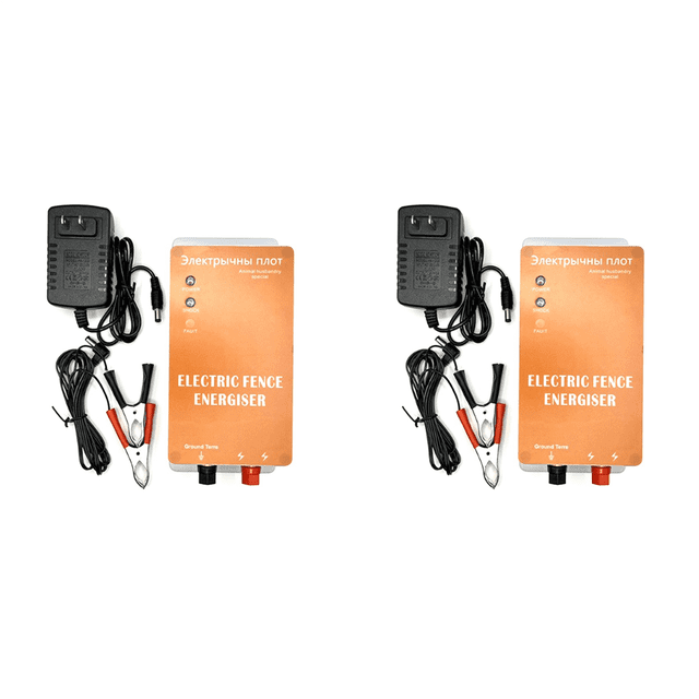 2X Electric Fence Solar Energiser Charger Controller Horse Cattle Poultry Farm Animal Fence Alarm US Plug