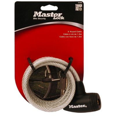 Master Lock 8109D Candado de cable compacto, plateado, 5 pies x 5/16 pulgadas