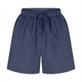 thumbnail image 5 of Juslio Shorts for Women Drawstring Cotton Linen Solid Casual Pockets Loose Comfy Womans Shorts, 5 of 7
