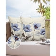 thumbnail image 6 of Pack of 2 Outdoor Pillow Covers, Vintage Rustic Blue Flowers Beige Texture Waterproof Square Throw Pillowcase Cushion Decorative Pillow Covers for Couch Patio Tent, 18x18 in, 6 of 6