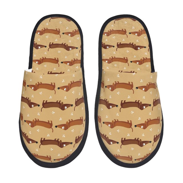 Fotbe Dachshund Dog Puppy Pantuflas Peludas para Mujer con Estampado, Zapatillas de Peluche, Zapatos de Invierno para Casa, Uso Interior y Exterior-Medium