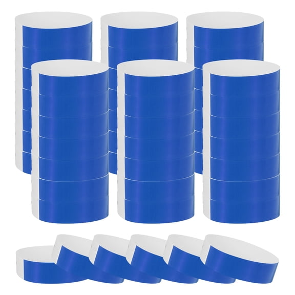 Uxcell 100Pcs Paper Wristbands for Events, Waterproof Hand Bands Colorful Party Wrist Bands for Team Building Amusement Park Concert and Identification, Blue