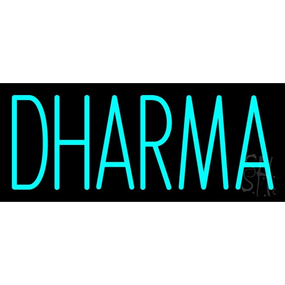 Dharma LED Neon Sign 6" Tall x 15" Wide - inches Black Square Cut Acrylic Backing, with Dimmer - Premium built indoor Sign for Home décor, Event, Religious place, Store interior, Office.