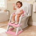 thumbnail image 2 of Asiento de entrenamiento para ir al baño SKYROKU 2 en 1 para niños pequeños, color rosa, con banquito, 2 of 9