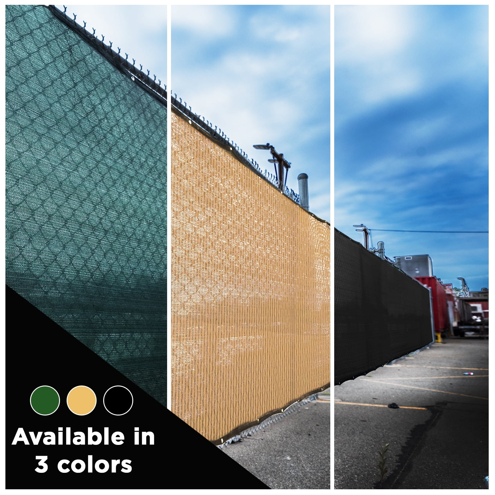 BOEN Privacy Fence Screen Netting, 6 ft x 100 ft, Black, Reinforced Grommets, Commercial Fence Cover
