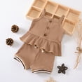 thumbnail image 3 of Bagilaanoe 2pcs Newborn Baby Girl Short Pants Set OSleeveless Ruffle Tank Tops + Shorts 6M 9M 12M 18M Infant Casual Summer Outfits, 3 of 8