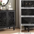 thumbnail image 6 of GZXS Hollow-Carved Console Cabinet with Floral Pattern, 2-Door Accent Chest with Sturdy Wood Legs, Vintage Decorative Cabinet for Hallway & Living Room (Black), 6 of 8