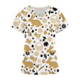thumbnail image 3 of Ichuanyi Womens Swimsuits Clearance Women Short Sleeve V-neck Tops Uniform Easter Printed Pockets Blouse Nursing Ichuanyi Ichuanyi, 3 of 4