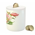 thumbnail image 3 of Watercolor Piggy Bank, Pink Peonies with Strong Green Leaves Ecology Flourish Nature Inspired Bouquet, Ceramic Coin Bank Money Box for Cash Saving, 3.6" X 3.2", Pink Green, by Ambesonne, 3 of 4