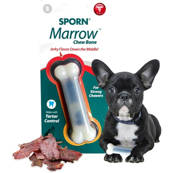 Sporn Marrow Dog Chew Bones for Aggressive Chewers, Jerky Flavor Dog Chew Toys for Small Dogs, Strong Nylon Chew Toy, Gluten-Free & Non-Toxic, Small